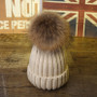Factory Wholesale Winter New Large Custom Hat Real Fur Knit Double Pom Pom Hat