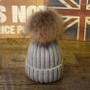Factory Wholesale Winter New Large Custom Hat Real Fur Knit Double Pom Pom Hat