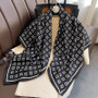 Luxury Letter Print Twill Silk Hair Hijab Scarf Women 90cm Sunscreen Shawl Wraps Headband Foulard Bandana Echarpe New