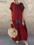 ZANZEA Bohemian Plaid Checked Sundress Summer Short Sleeve Long Dress Fashion Holiday Party Vestido Femme Casual Loose Robe 2025