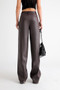 BIVIGAOS Fall Winter Fleece Loose Wide Leg Warm Leather Pants Women Button Pocket High Waist Thick PU Casual Straight Pants