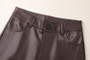 BIVIGAOS Fall Winter Fleece Loose Wide Leg Warm Leather Pants Women Button Pocket High Waist Thick PU Casual Straight Pants