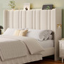 Linen Wingback Headboard Queen with Storage Pockets, Customized