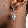 Luxury Silver Cross Dangle Earrings for Men and Women Iced Square Cut Diamond Style Hip Hop Fashion Jewelry