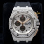 Luxury Iced Out Chronograph Diamond Watch for Men Rose Gold Stainless Steel Black Rubber Strap Hip Hop Bust Down Watch
