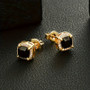 USA Stock Square Black Stud Rectangle 5A+ Cubic ZIRCON 14K Gold Plated Jewelry Aretes De Hombre CZ Diamond Earring for Men Women