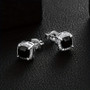 USA Stock Square Black Stud Rectangle 5A+ Cubic ZIRCON 14K Gold Plated Jewelry Aretes De Hombre CZ Diamond Earring for Men Women
