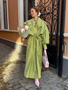 Casual Solid Long Trench Coat Women Stand Collar Long Sleeve Single Breasted Lace Up Jacket 2026 Autumn Lady Commute Outwear