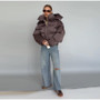 Solid Hooded Cropped Puffer Jacket Women Stand Collar Snap Button Loose Long Sleeve Jackets 2026 Winter Casual Warm Padded Coat