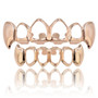 TOPGRILLZ  Gold Color Plated Hip Hop Teeth Grill Top & Bottom Grill Hip Hop Bling Hollow Vampire Teeth for Halloween