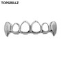TOPGRILLZ  Gold Color Plated Hip Hop Teeth Grill Top & Bottom Grill Hip Hop Bling Hollow Vampire Teeth for Halloween
