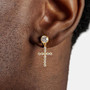 Luxury Gold Cross Dangle Earrings for Men and Women Iced Out Round Cut Diamond Style Hip Hop Fashion Jewelry