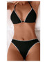 European and American Sexy Split Swimsuit Women's Triangle Cup Bikini Lace Decoration High Waist Bikini Swimsuit Set