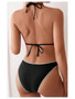 European and American Sexy Split Swimsuit Women's Triangle Cup Bikini Lace Decoration High Waist Bikini Swimsuit Set