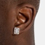 Luxury Emerald Cut Stud Earrings for Men and Women Silver Tone Iced Out Halo Diamond Style Hip Hop Jewelry