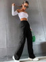 Fashion Women Baggy Joggers Pants Casual Communte Female Chic Straight Cargo Pant Elastic High Waist Elegant Oversized Trousers