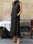 Yeezzi Women Fashion Split-Side Buttoned Stand Collar Evening Dresses 2026 New Sleeveless Solid Color H-Line Casual Shirts Dress