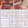 3pcs/Box Dental Tooth Gems Teeth Crystal Ornament Metal Tooth Gems Various Shape Beauty Oral Decorations