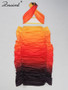Znaiml Sexy Halter Vests and Side Ruffles Maxi Skirt 2 Piece Sets Women Summer Tie Dye Gradient Print Holiday Beach Club Outfits