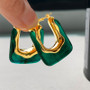Green Pink Transparent Resin Earrings For Women Girls Geometric Irregular Stud Earrings 2023 New Trendy Ear Jewelry for Party B