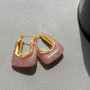 Green Pink Transparent Resin Earrings For Women Girls Geometric Irregular Stud Earrings 2023 New Trendy Ear Jewelry for Party B