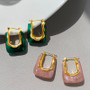 Green Pink Transparent Resin Earrings For Women Girls Geometric Irregular Stud Earrings 2023 New Trendy Ear Jewelry for Party B