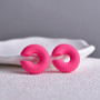 1 Pair Simple Round Circle Clip Earrings For Women C Shape Acrylic Red Blue Black Pink No Pierced Cartilage Lightweight Ear Cuff