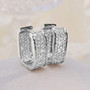 Huitan Korean Fashion Paved CZ Hoop Earrings for Women Metal Silver Color/Gold Color Simple Versatile Girls Earrings Hot Jewelry