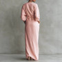 Women's Sexy V Neck Wrap Waist Long Dresses 2026 Spring Casual Solid Slim Bodycon Hips Dress Elegant Long Sleeve Slit Maxi Dress