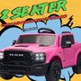 KerryYoo SQ7 Licensed RAM 24V Ride on Truck for Big Kids, 2 Seater Electric Car with Remote Control, Storage Bed - Pink