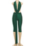 Weird Puss Patchwork Halter Romper Women Ribbon Sleeveless Elastic Backless Workout Activewear Midnight Activity Slim Playsuits