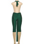 Weird Puss Patchwork Halter Romper Women Ribbon Sleeveless Elastic Backless Workout Activewear Midnight Activity Slim Playsuits