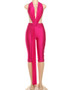 Weird Puss Patchwork Halter Romper Women Ribbon Sleeveless Elastic Backless Workout Activewear Midnight Activity Slim Playsuits