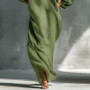 Bohemian Woman Dresses Vacation Sexy Cold Shoulder Lantern Long Sleeve Maxi Dress 2026 Spring Casual O Neck Solid Pullover Dress