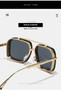 Large Square Sunglasses Men Steampunk Style Metal Pilot Sun Glasses Luxury Designer Brand Eyewear Fashion Shades Double Beam