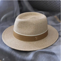 Designer New Natural Panama Soft Shaped Straw Hat Summer Women/Men Wide Brim Beach Sun Cap UV Protection Fedora Birthday Gift