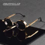 CRIXALIS Vintage Round Sunglasses Retro Steampunk Sun Glasses for Men Women Small Metal Circle Driving Party Glasses UV400