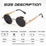 CRIXALIS Vintage Round Sunglasses Retro Steampunk Sun Glasses for Men Women Small Metal Circle Driving Party Glasses UV400