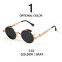 CRIXALIS Vintage Round Sunglasses Retro Steampunk Sun Glasses for Men Women Small Metal Circle Driving Party Glasses UV400