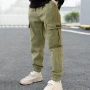 4-12 Years New Spring Autumn Boys Pants Letter Casual Long Style Trousers For Kids 3 Color Teenage Children Sport Pants