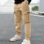 4-12 Years New Spring Autumn Boys Pants Letter Casual Long Style Trousers For Kids 3 Color Teenage Children Sport Pants