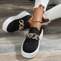 2025 Women Spring New Black Platform Flats Shoes Women Loafers Slip on Boat Shoes Metal Chain Designer Casual Mesh Oxfords