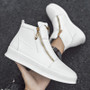 Men's High-top Boots Designer Zip Leather Sneakers White Platform Casual Shoes