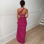 Ladies Summer 2 Pieces Set Women Sleeveless Backless Strap Spit Crop Top Side Slit Slim Long Skirt Evening Party Club Streetwear