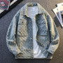 Jackets For Man Trendy Embroidered Denim Coat Man Coat Vintage Streetwear Spring Autumn Outerwear