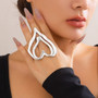 IngeSight.Z Creative Geometric Metal Hollowed Out Double Layer Peach Heart Ring Women Punk Gold Color Finger Ring Party Jewelry