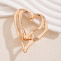 IngeSight.Z Creative Geometric Metal Hollowed Out Double Layer Peach Heart Ring Women Punk Gold Color Finger Ring Party Jewelry
