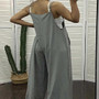 FCJ Women's Sleeveless Jumpsuit Adjustable Shoulder Strap Fashion Loose Wide Leg Straight Overalls Summer Pattern Pockets