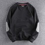 Spring New American Retro Sleeve Patch Solid Color Sweatshirt Men's Simple 100% Cotton Washed Pullover Loose Casual Sportwear