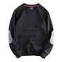 Spring New American Retro Sleeve Patch Solid Color Sweatshirt Men's Simple 100% Cotton Washed Pullover Loose Casual Sportwear